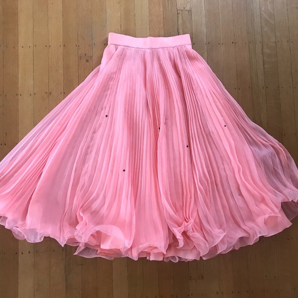 Vintage-1950s-Peach Sequined Party Skirt-XS